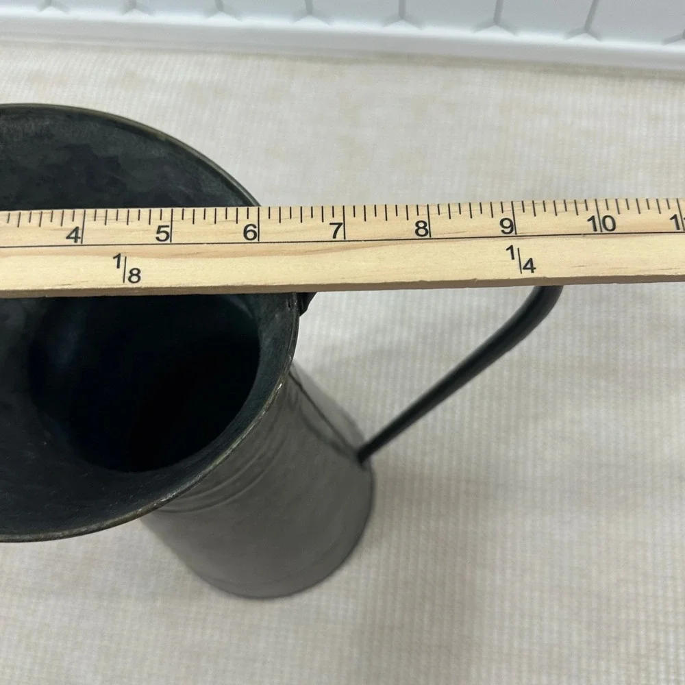 Rustic Galvanized Metal Pitcher Vase Dark Grey Farmhouse Decorative Jug 16.5in